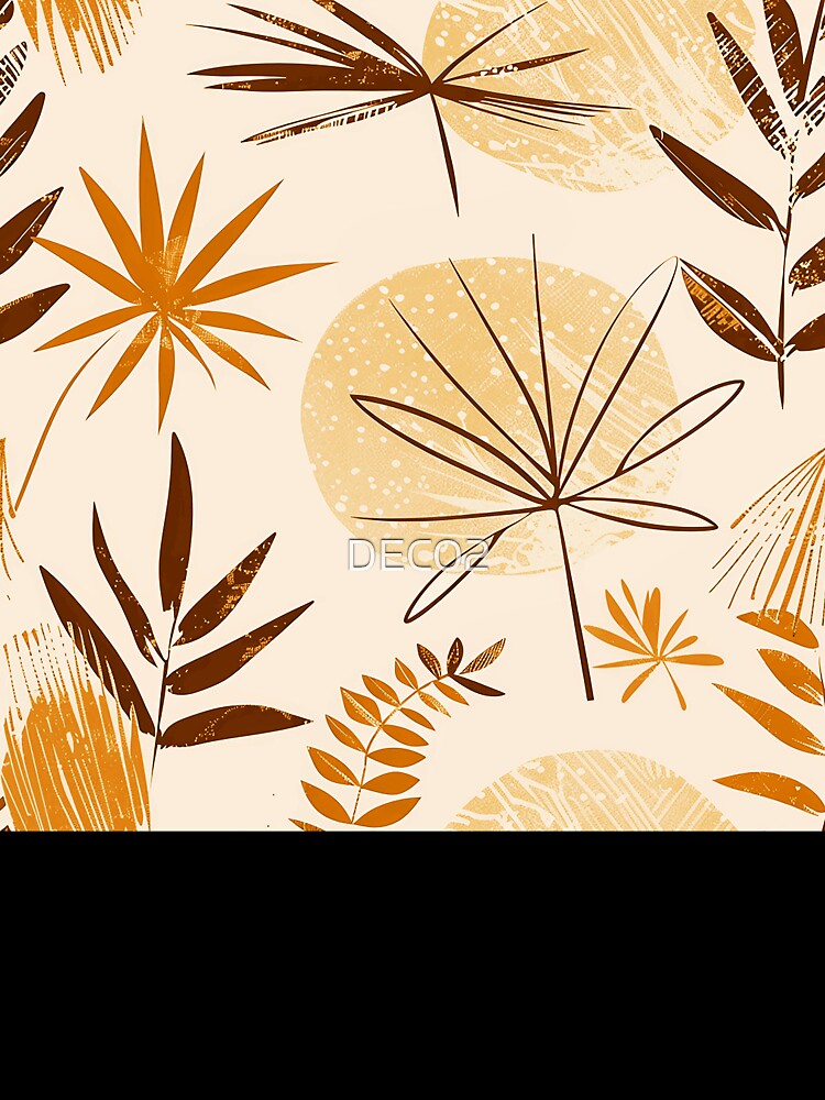 Boho Earthtones, Taupe, And Orange Leaves Abstract Designs by DEC02