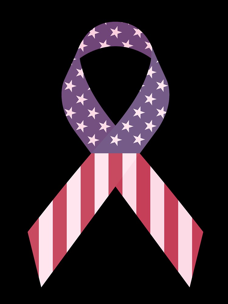 American Flag USA Ribbon T-Shirt | Breast Cancer Awareness by AllStarMerch