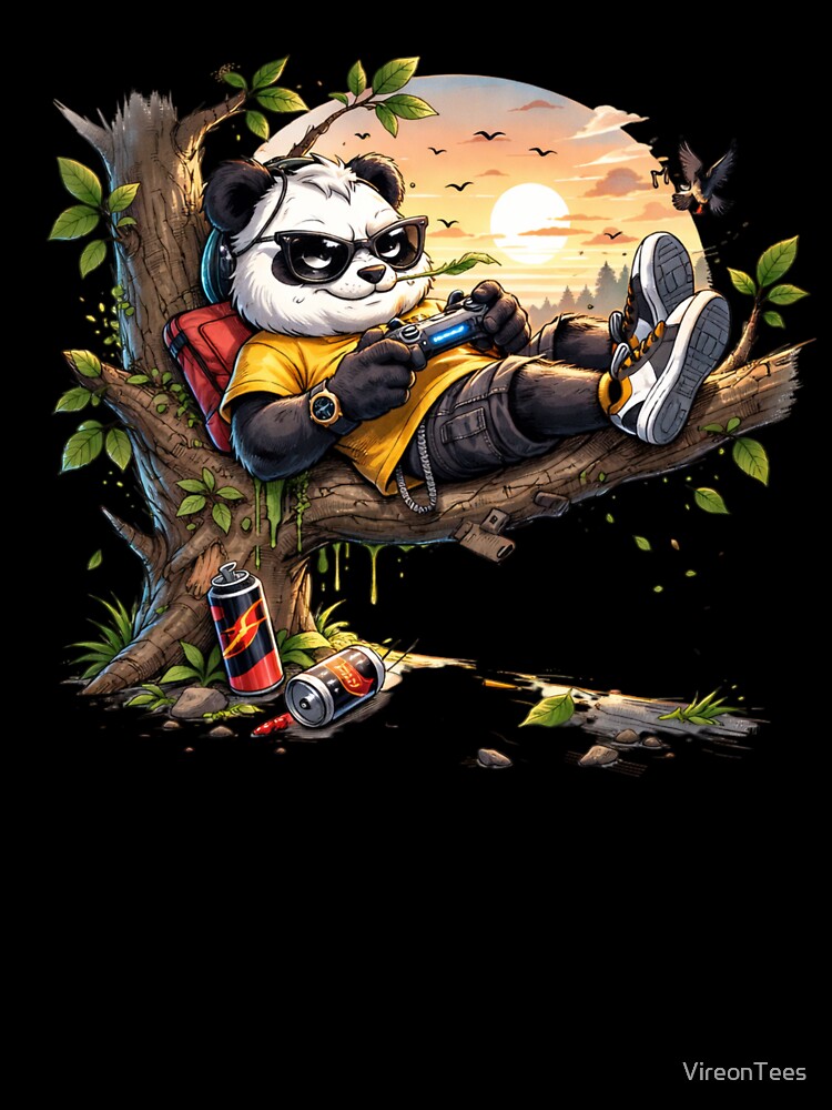 Outdoor Gamer Panda – Chill Mode Activated | Relaxed Gaming Art by VireonTees