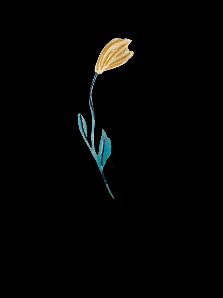 Flower beige blue texture pencil watercolor sketch black by Yana Mustafina | Boho Soulful Designs