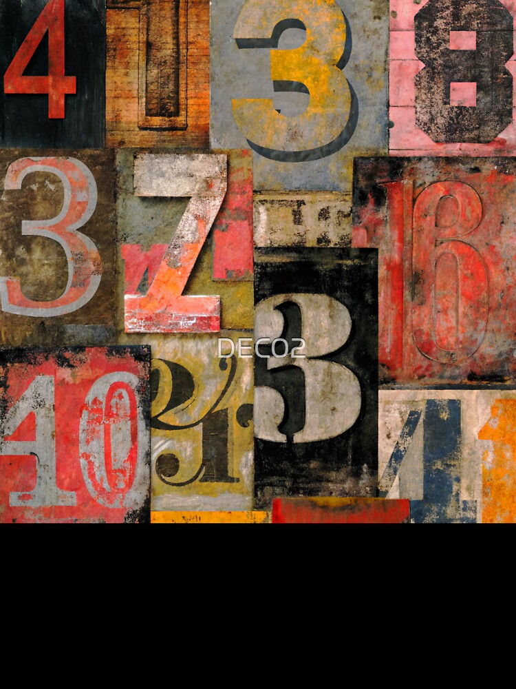 Urban-Style Grunge Numbers Junk Journal Design Art by DEC02