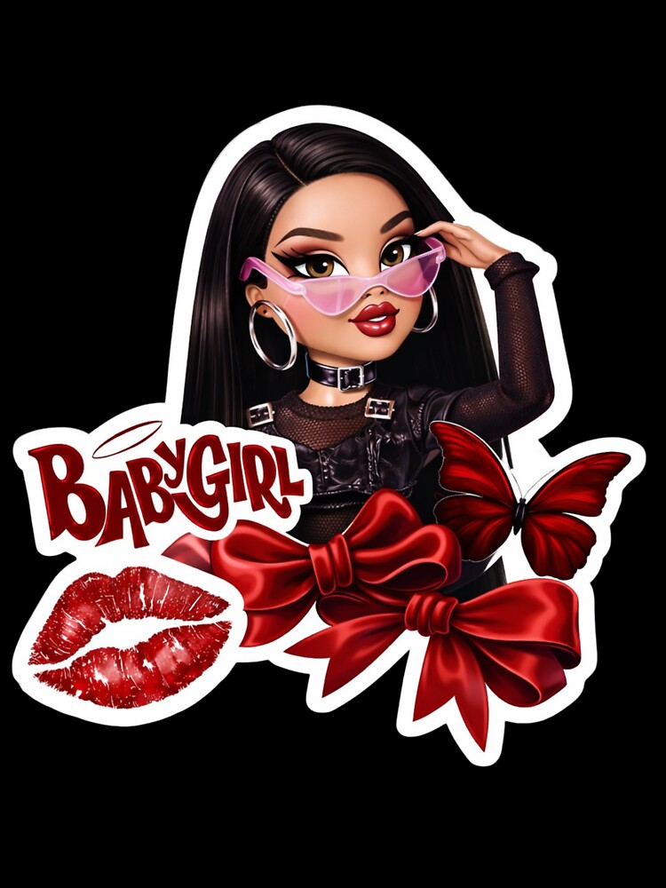 Babygirl Aesthetic Doll – Coquette Red Bow Cute Girl Design by Aura.Creative