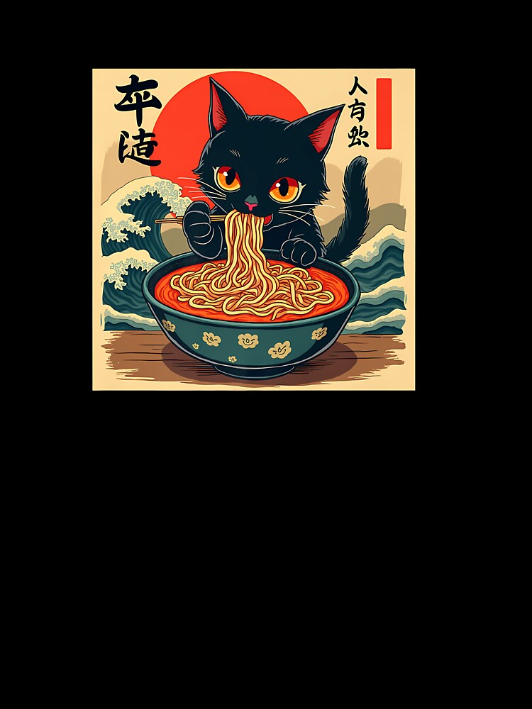 Anime Cat Ramen Japanese Funny Graphic Tees Kawaii Cat Anime by cawtoon