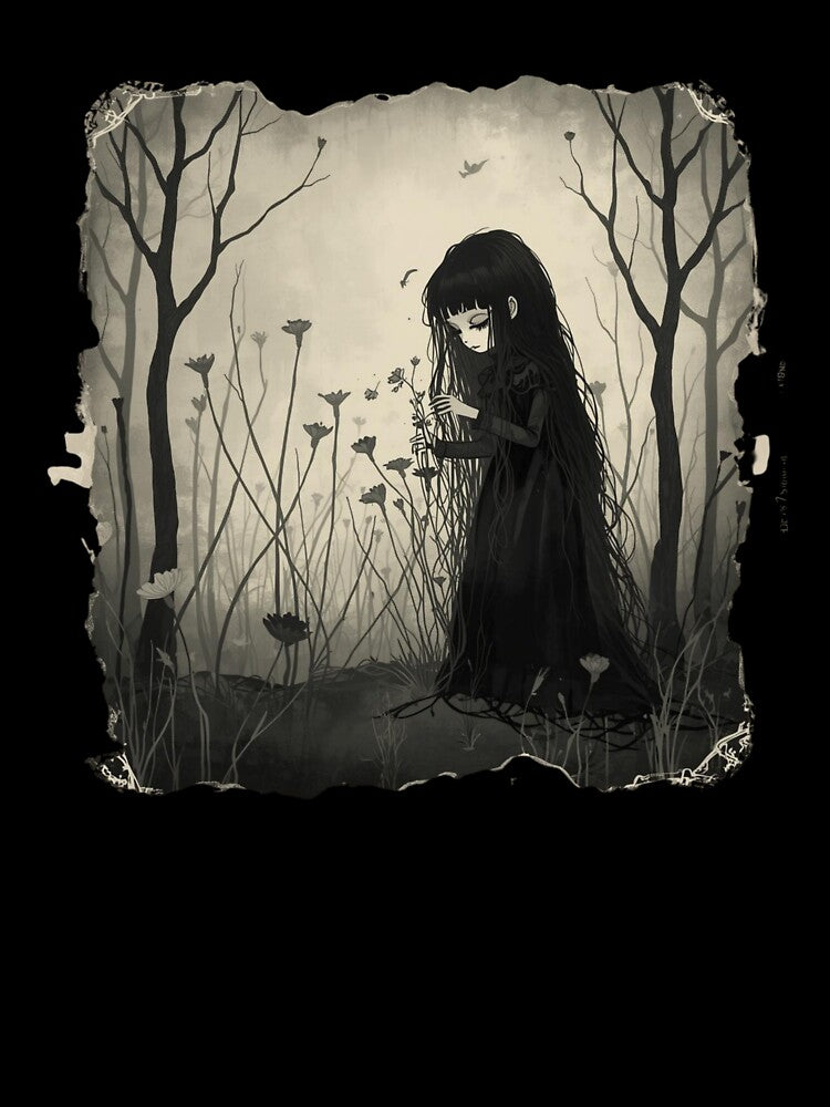 Goth girl in field by Tragedyshop