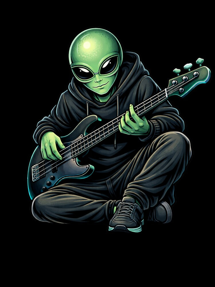 Alien Bass Guitar Grind – Underground Music Street Aesthetic Art by ColorSplash123
