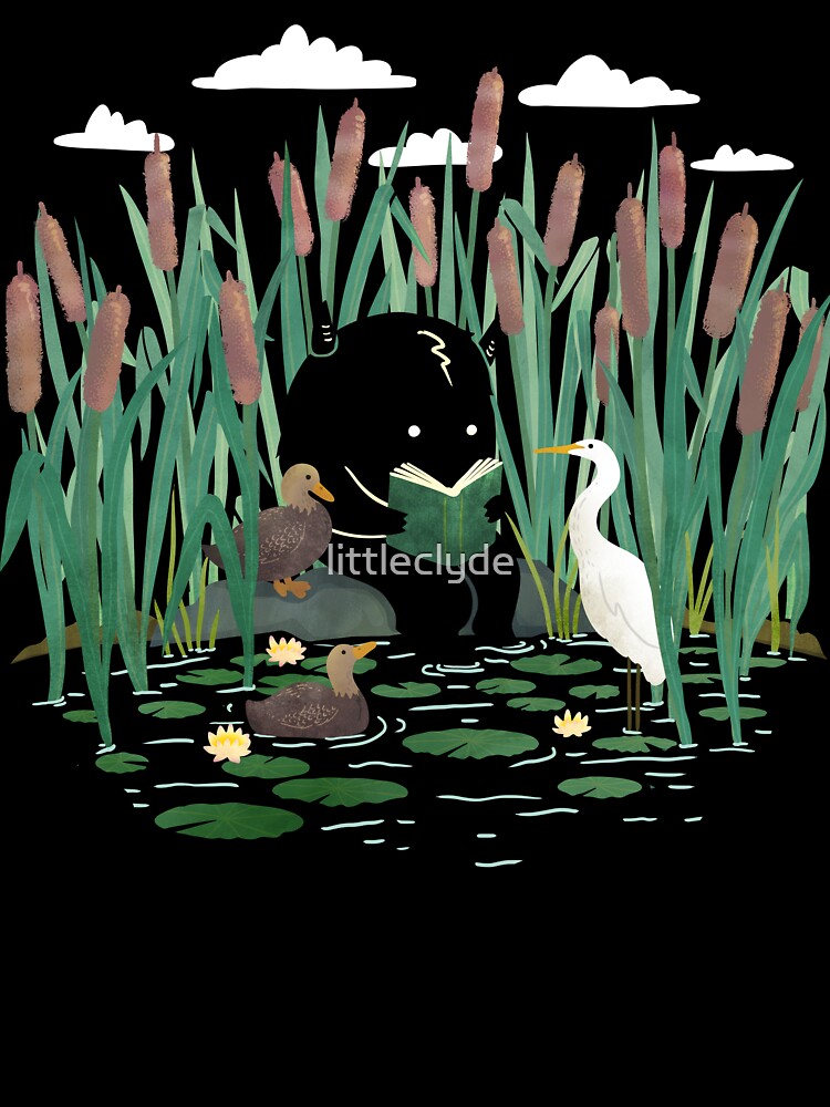 A Quiet Lake Spot – Book Lover Monster by littleclyde