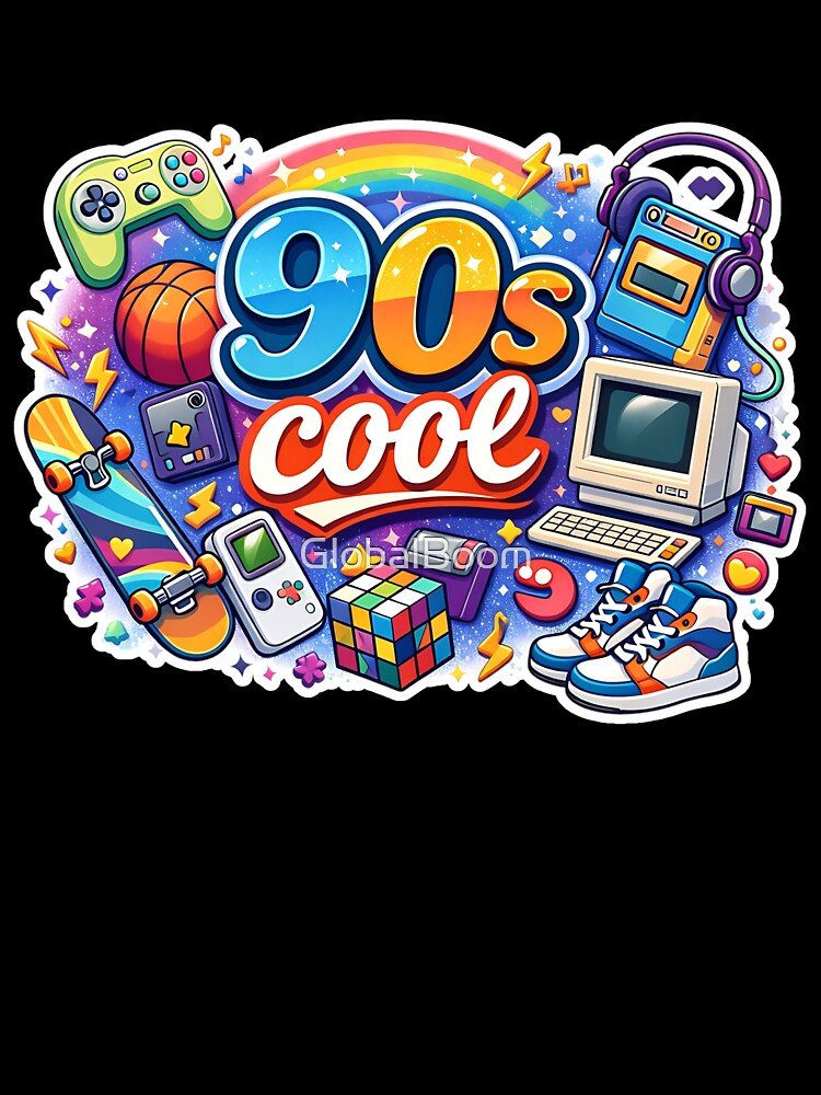 90s Cool Logo with Iconic Retro Objects by GlobalBoom