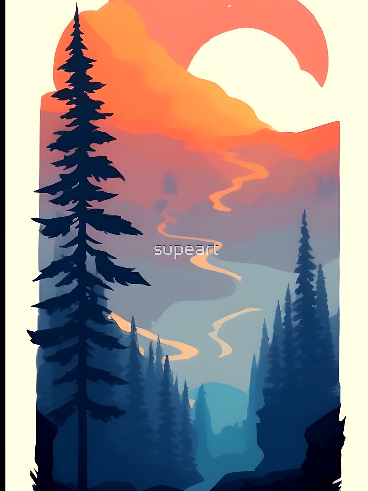 Find the Perfect Minimalist Landscape Mountain Trees Print for Your Style and Taste by supeart