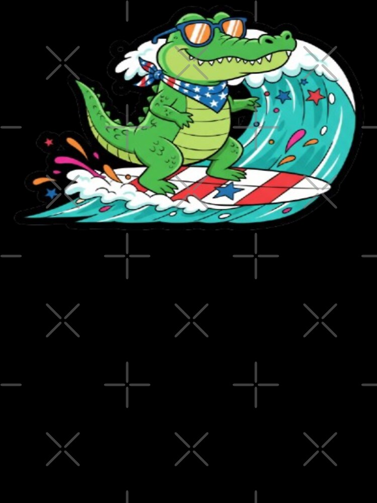 Surfing Alligator - Cute Summer Surf Animal Art by DailySparks