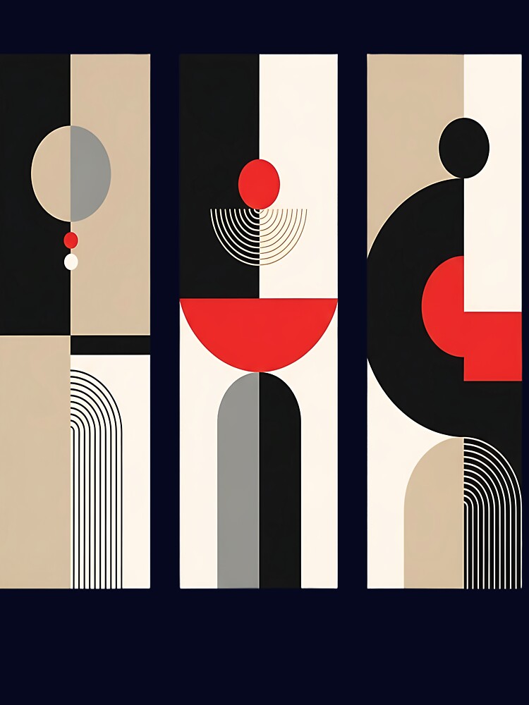 Modern Abstract Geometric Bauhaus Art – Minimal Shapes & Bold Color Blocks by Dhakagallere