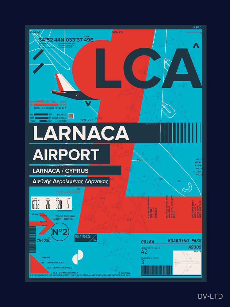 Larnaca Airport Cyprus Travel Stamp Flight Pass by DV-LTD