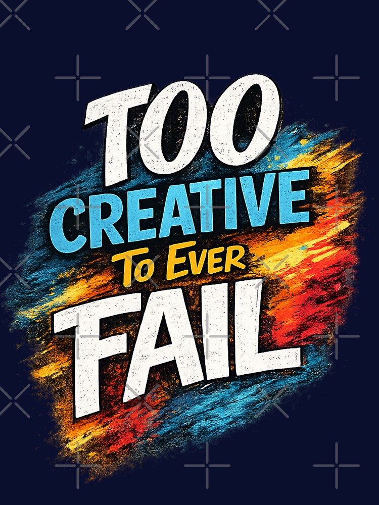 Too Creative To Ever Fail – Colorful Creative Motivation Quote by CosyCornerLab