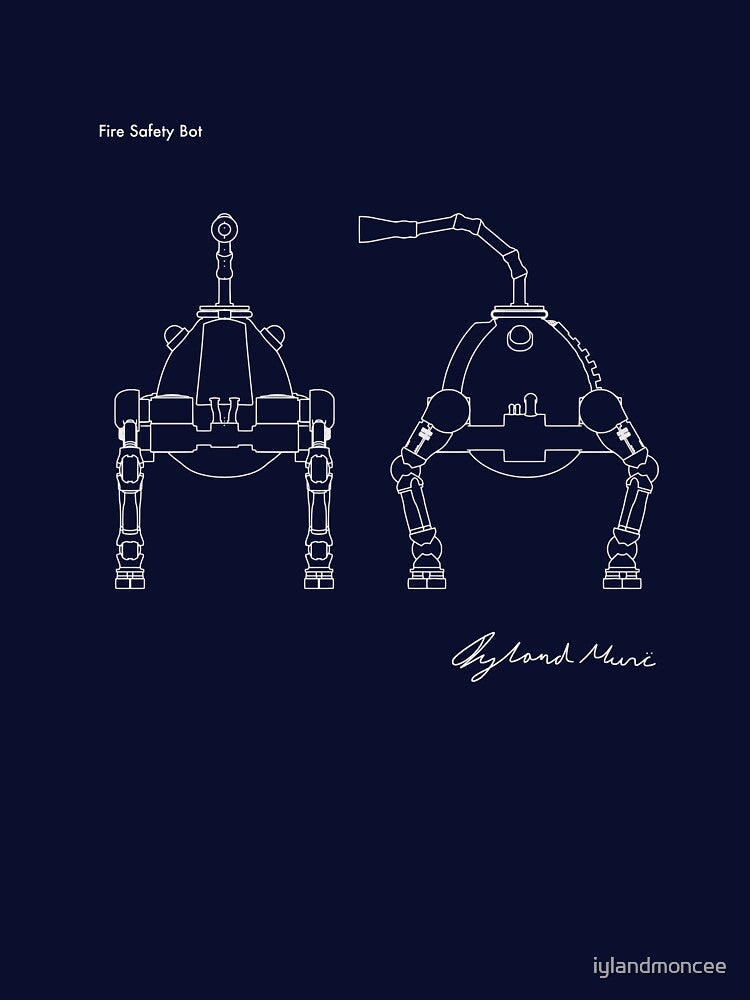 Fire Safety Robot blueprint - Prints & T-shirt by iylandmoncee
