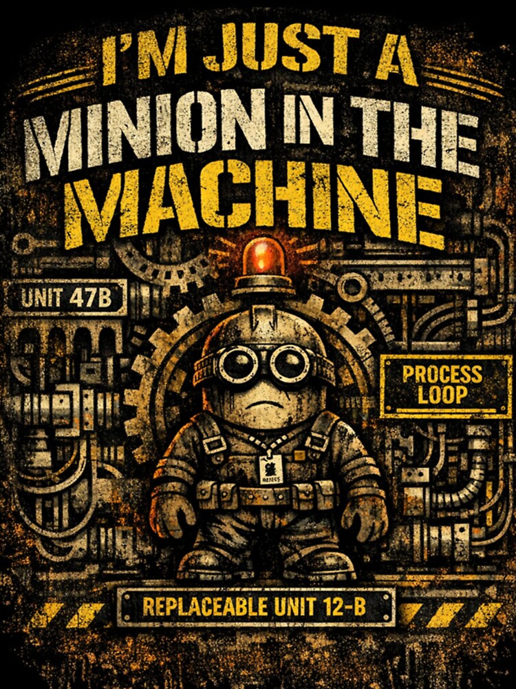 Minion in the Machine – Industrial Grunge Worker Tee by PeaceFrogSEA
