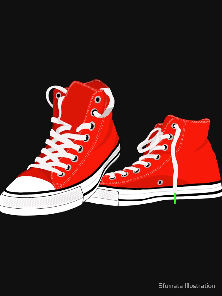 Red High-Top Canvas Sneakers by Sfumata Illustration