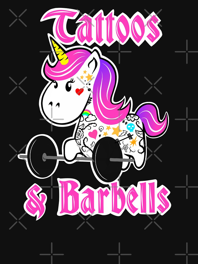 Fitness girl, barbell unicorn, tattoos and barbells by Tim Addison
