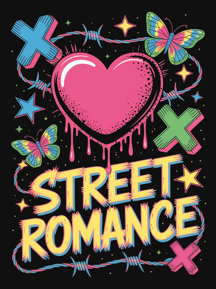 Street Romance Dripping Heart Barbed Wire Butterfly XOXO Valentine's Day by DarylWelsh2024