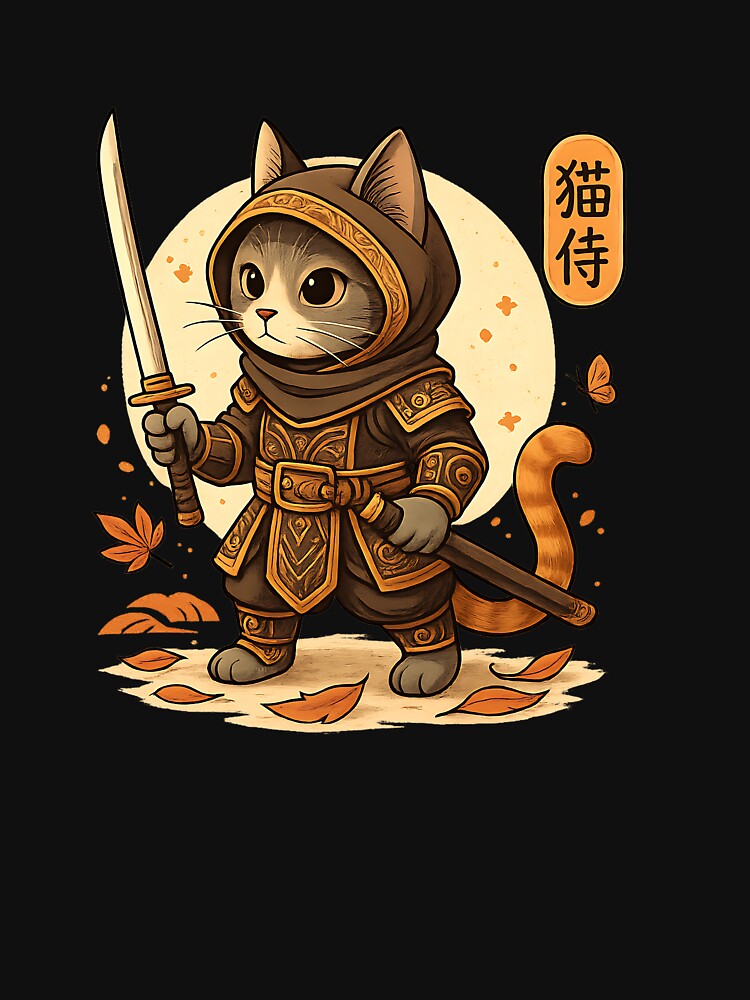 Japanese Samurai Cat Tattoo Kawaii Ninja Cat by cawtoon