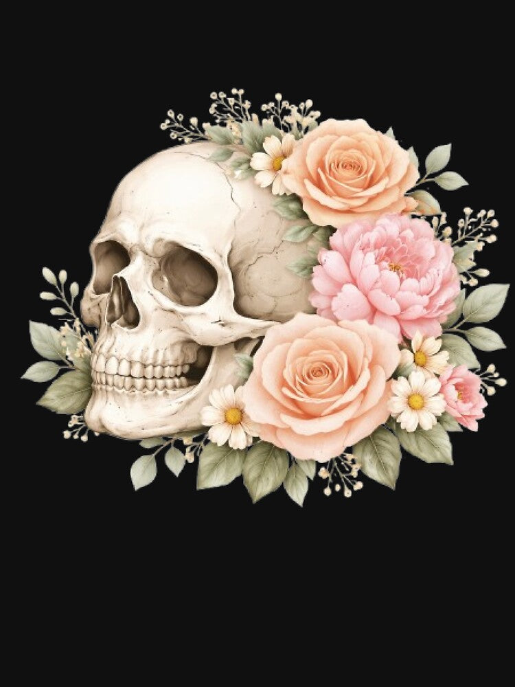 Floral Skull - Soft Aesthetic Rose Gothic Graphic by Lowkloot