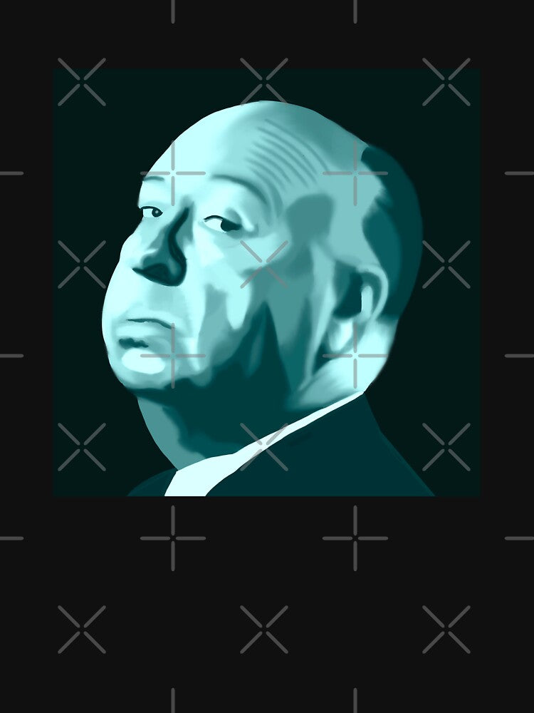 Hitchcock portrait in teal by QuirkyArtz