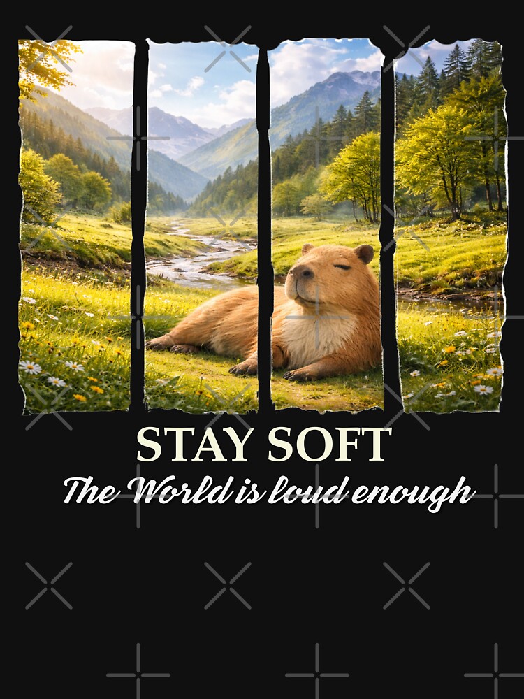 Stay Soft Capybara Aesthetic Calm Nature Mental Health T-Shirt by HOUSE OF TIST