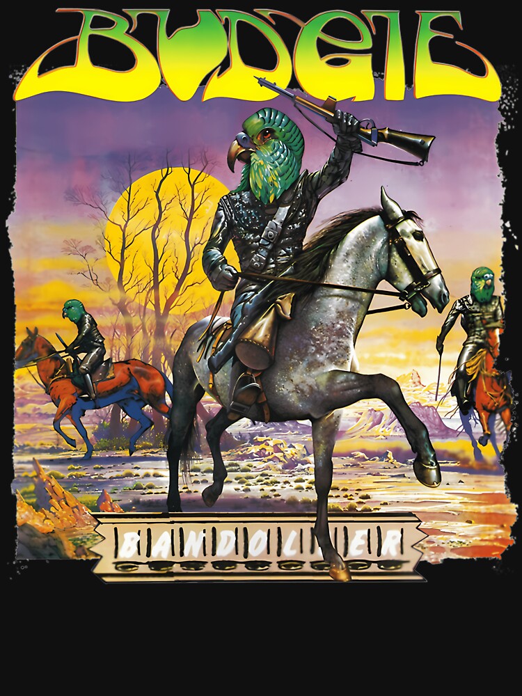 Budgie Bandolier Vintage Rock Album Art Design by Shanti Smart