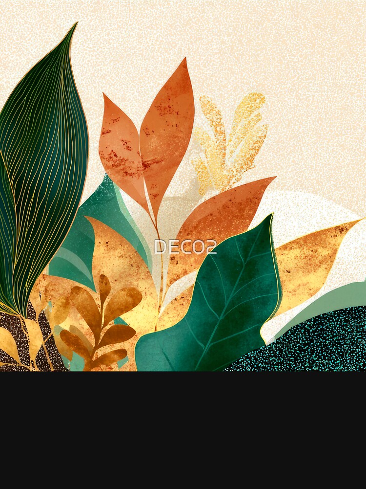 Boho Botanical Leaves Elegant Design On Spackled Ecru by DEC02