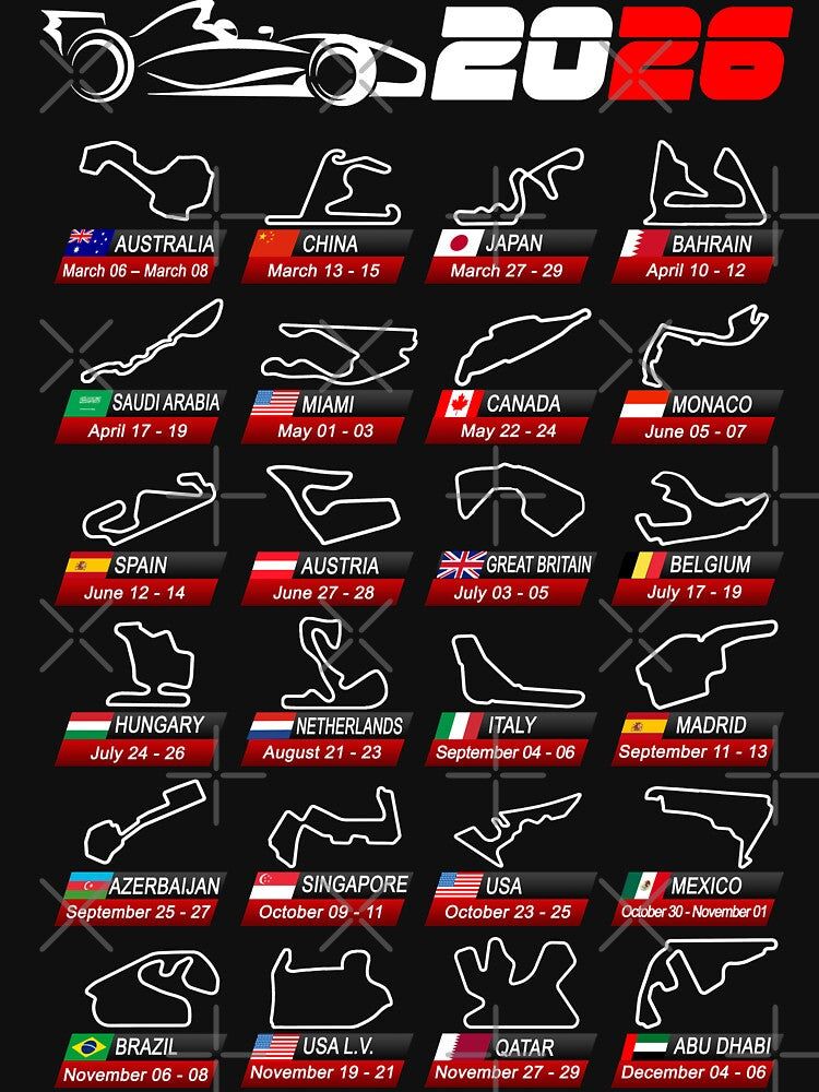 Calendar Formula race cars 2026 circuits sport v2 by ideasfinder