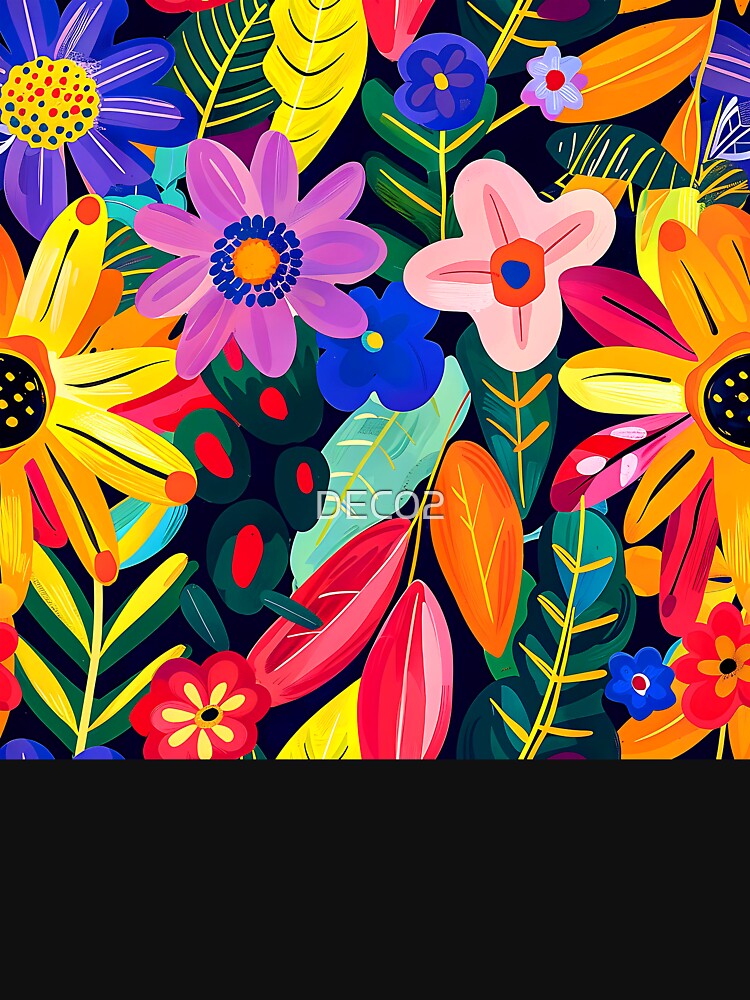 Funky Retro 1960's Hippie Colorful Flowers Design Art by DEC02