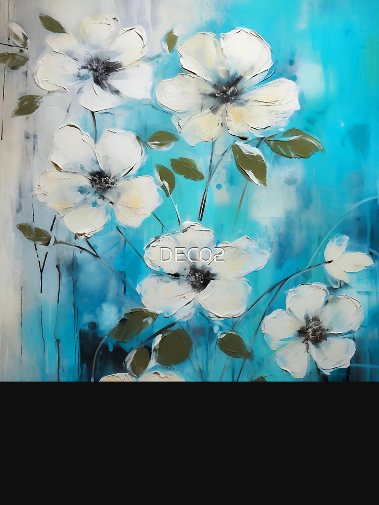 Grunge White Flowers On Sky Blue Digital Art by DEC02