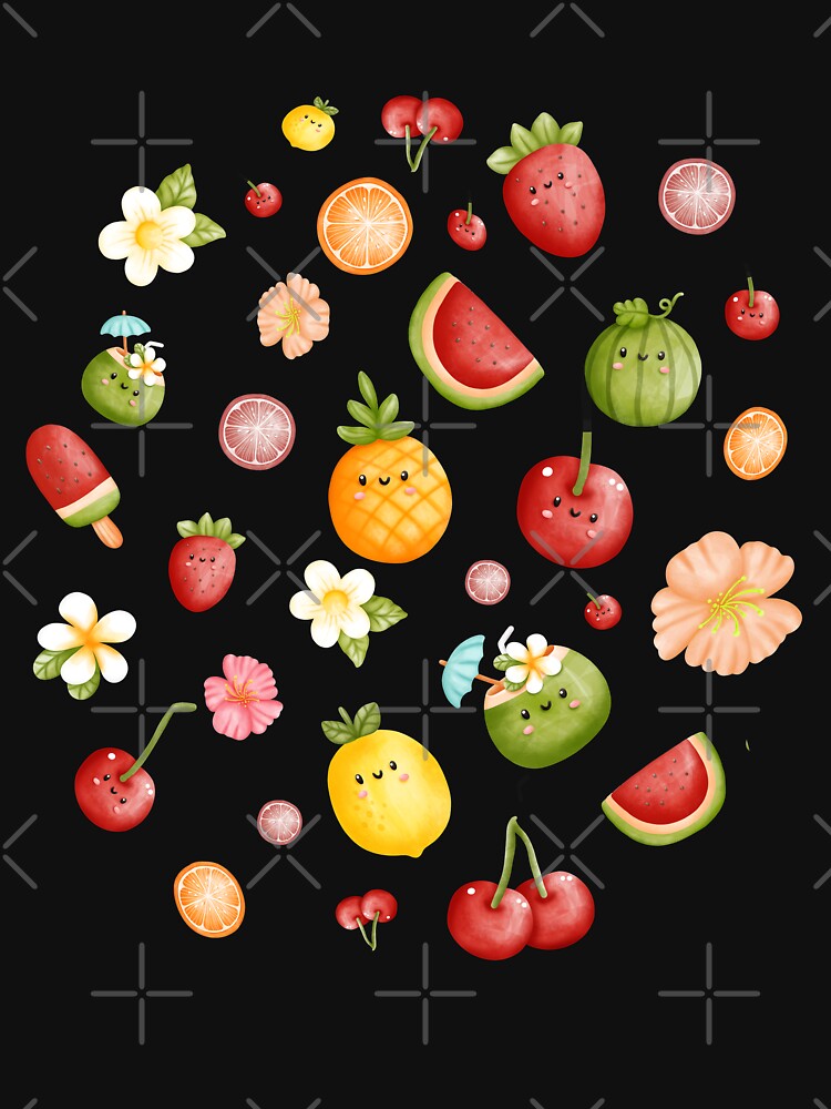 Cute Kawaii Fruit Set - Funny Sweet Kawaii Fruits Colorful Pack by MyColorfulDream