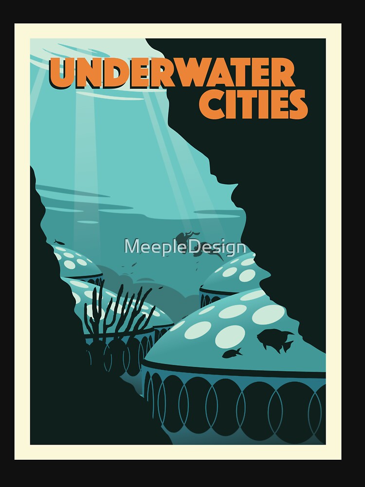 Underwater Cities Board Game- Minimalist Travel Poster Style - Gaming Art by MeepleDesign