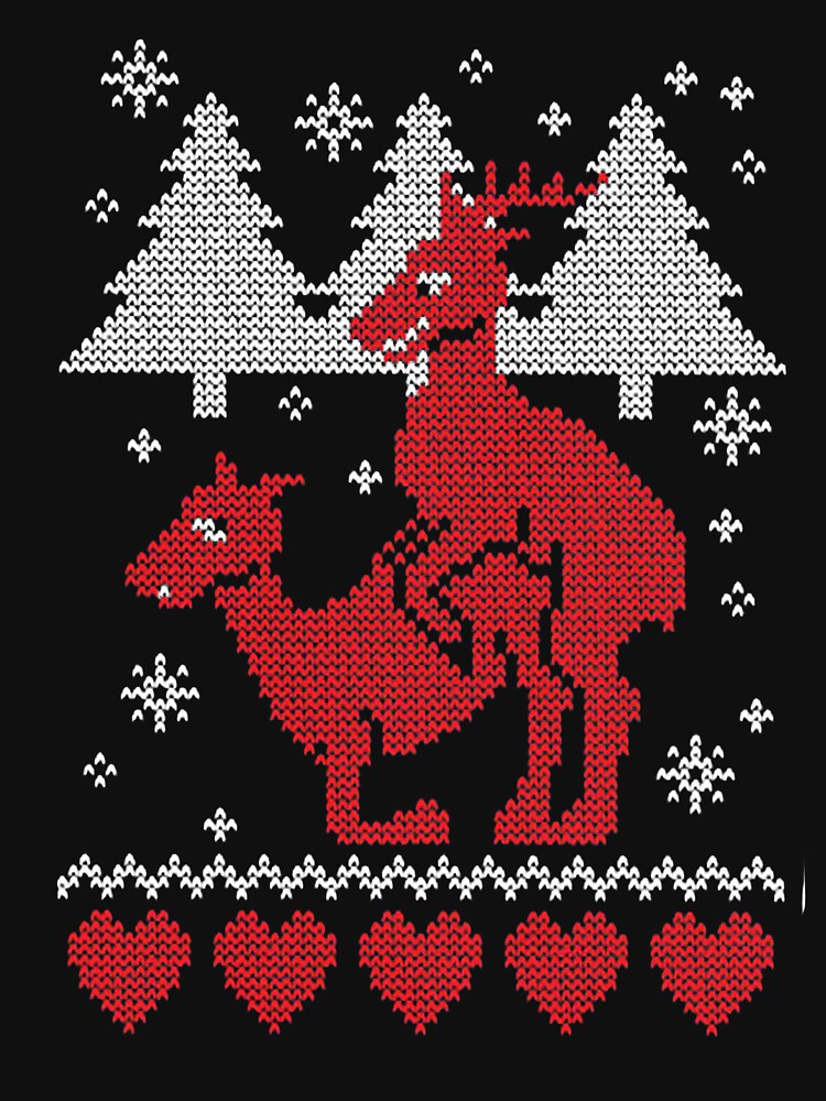 Ugly Christmas Reindeer Crew Neck Xmas Tee Funny by PhilzaMerch
