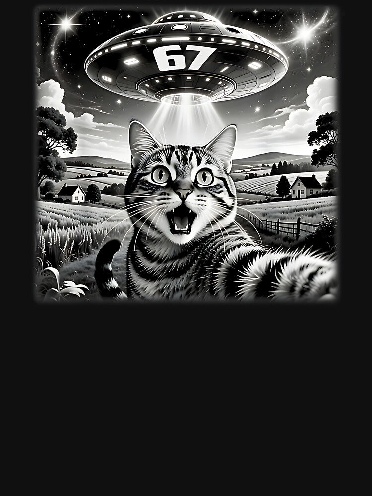 Cat Selfie With Alien UFO Cute Cat Gifts by FerminVigo