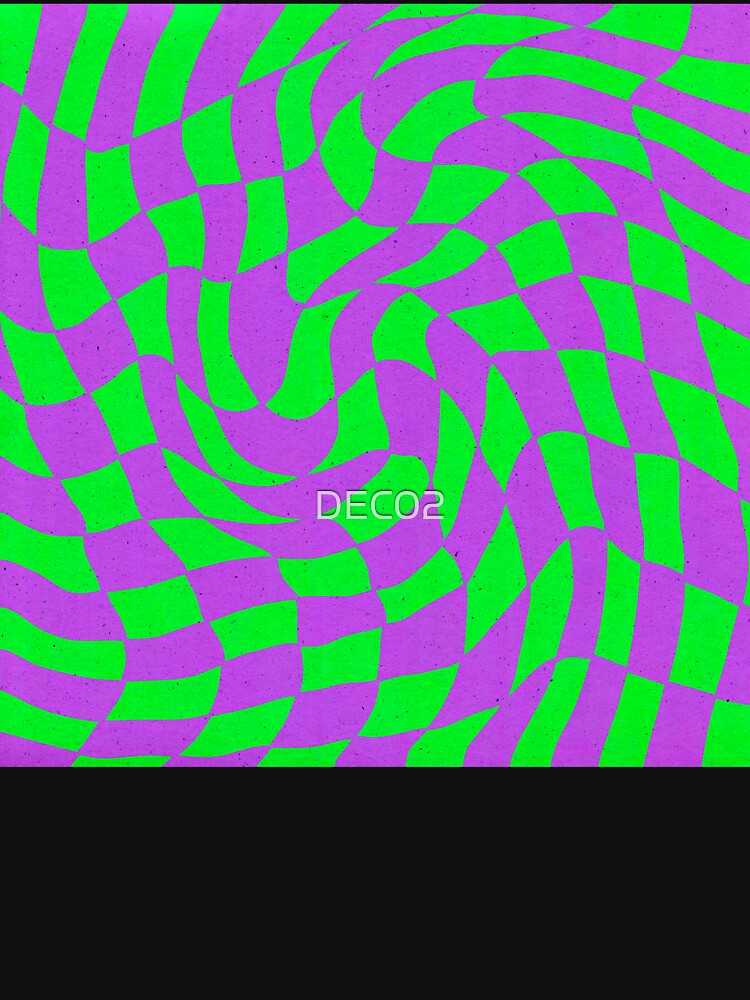 Y2k Lime And Neon Purple Wavy Checkerboard Pattern by DEC02