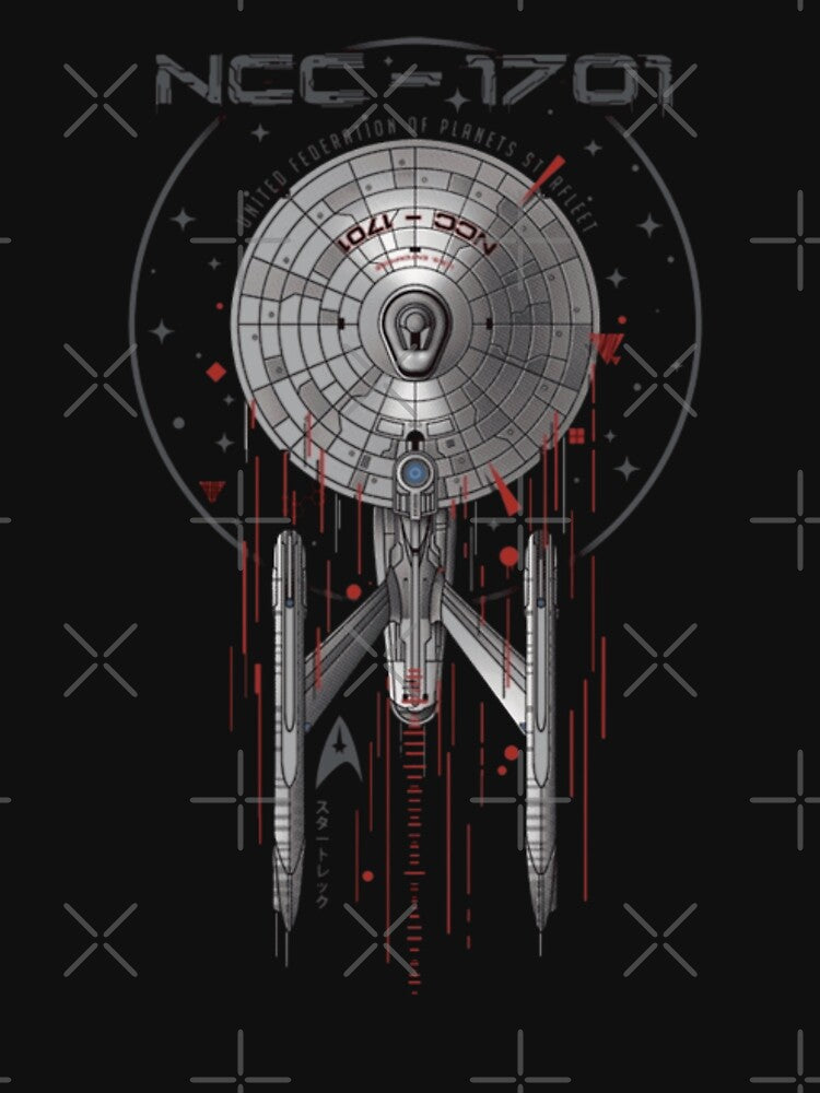 NCC 1701 Starship Retro Sci-Fi Federation Design by rsenugfreakri
