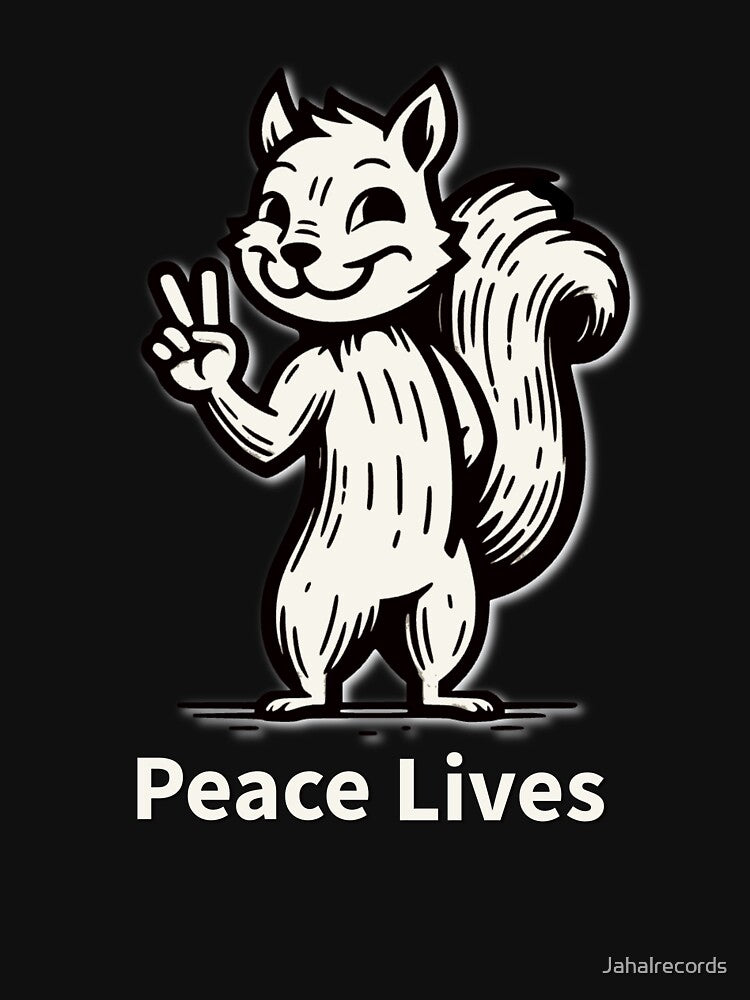 Peace Lives Squirrel Peace Sign Animal Art by MTeesGA