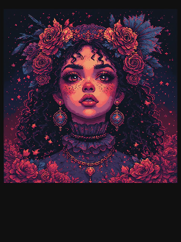 Retro Beautiful Girl Red Flowers by jimcaza