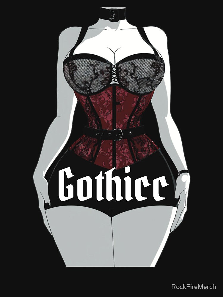 Curvy Gothic Woman Illustration – Alt Babe Art for Goth Girl Vibes by RockFireMerch