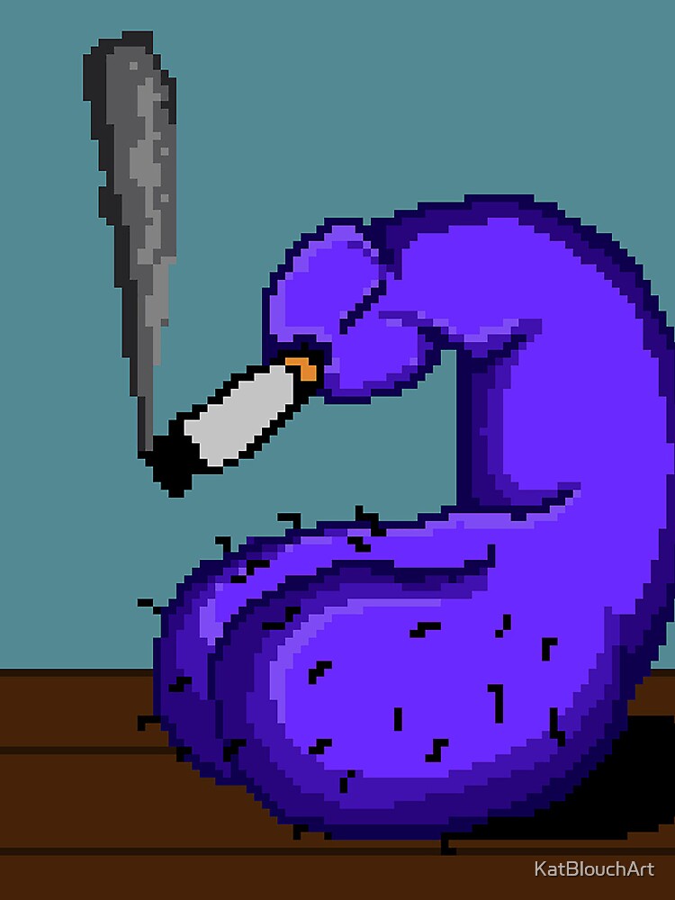 "Cigarette Break Pixel in Purple" by KatBlouchArt