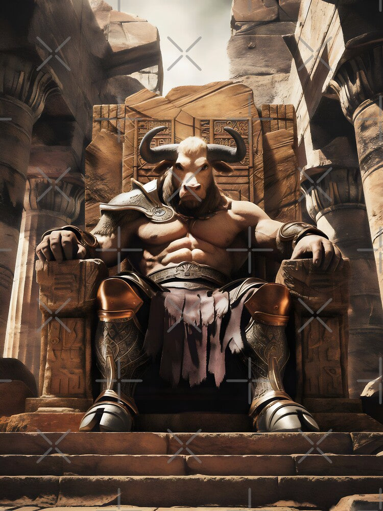 Minotaur king on throne. by MyHappyArtShop