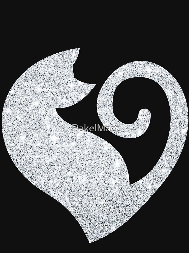 Glittery Silver Cat Love by RakelMacc
