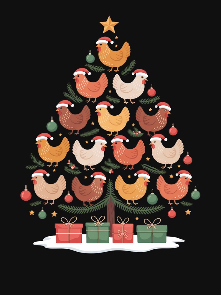 Festive Chicken Christmas Tree for Holiday by Rrettgison