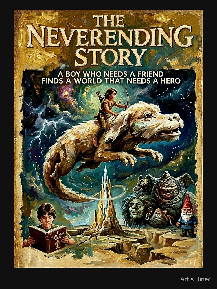 The NeverEnding Story: Atreyu & Falkor Fantasy Impasto Poster by Art's Diner