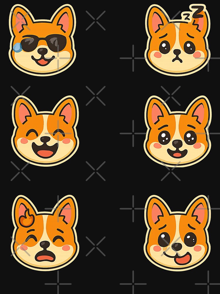 Cute Kawaii Corgi Emoji Set 2, Kawaii Corgi by graphic-genie