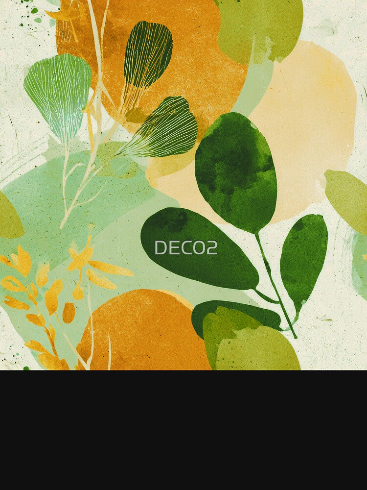 Boho Abstract Leaves In Green And Warm Earthtones by DEC02
