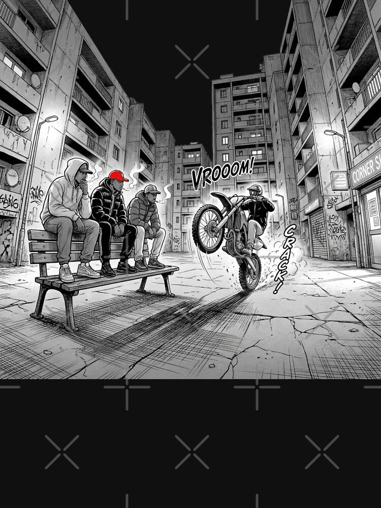 Bloc Life – Urban Manga Street Scene - Neighborhood Life by PLUSHIWORLDtm
