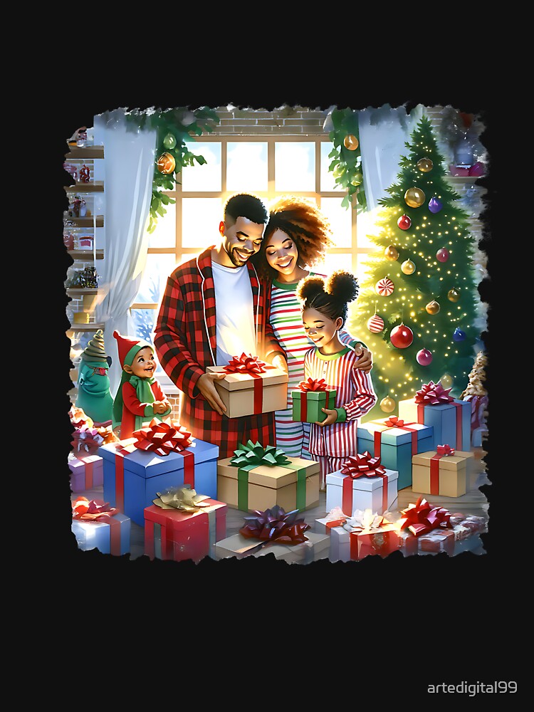 Black Christmas Vibes – Watercolor Holiday Illustration by artedigital99