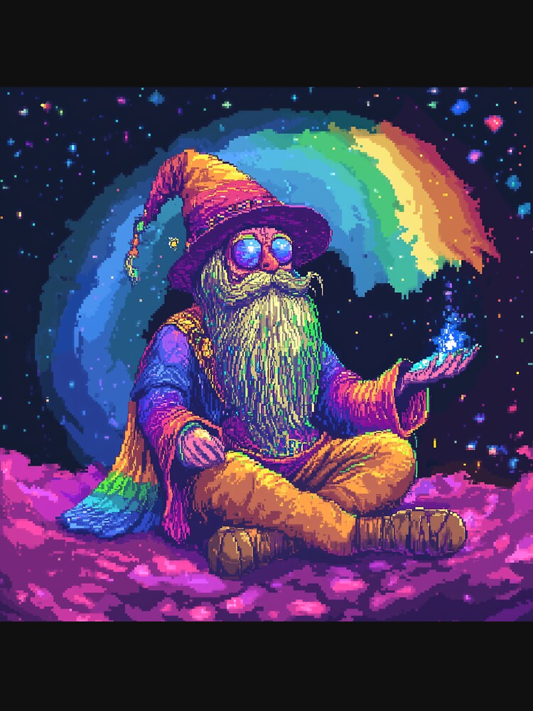 Trippy Wizard Rainbow Pixel Art by Kaos-Bit