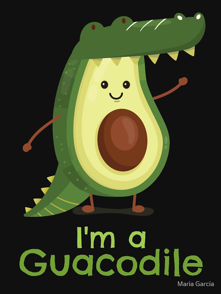 Cute Avocado Guacamole Crocodile Guacodile by Maria Garcia